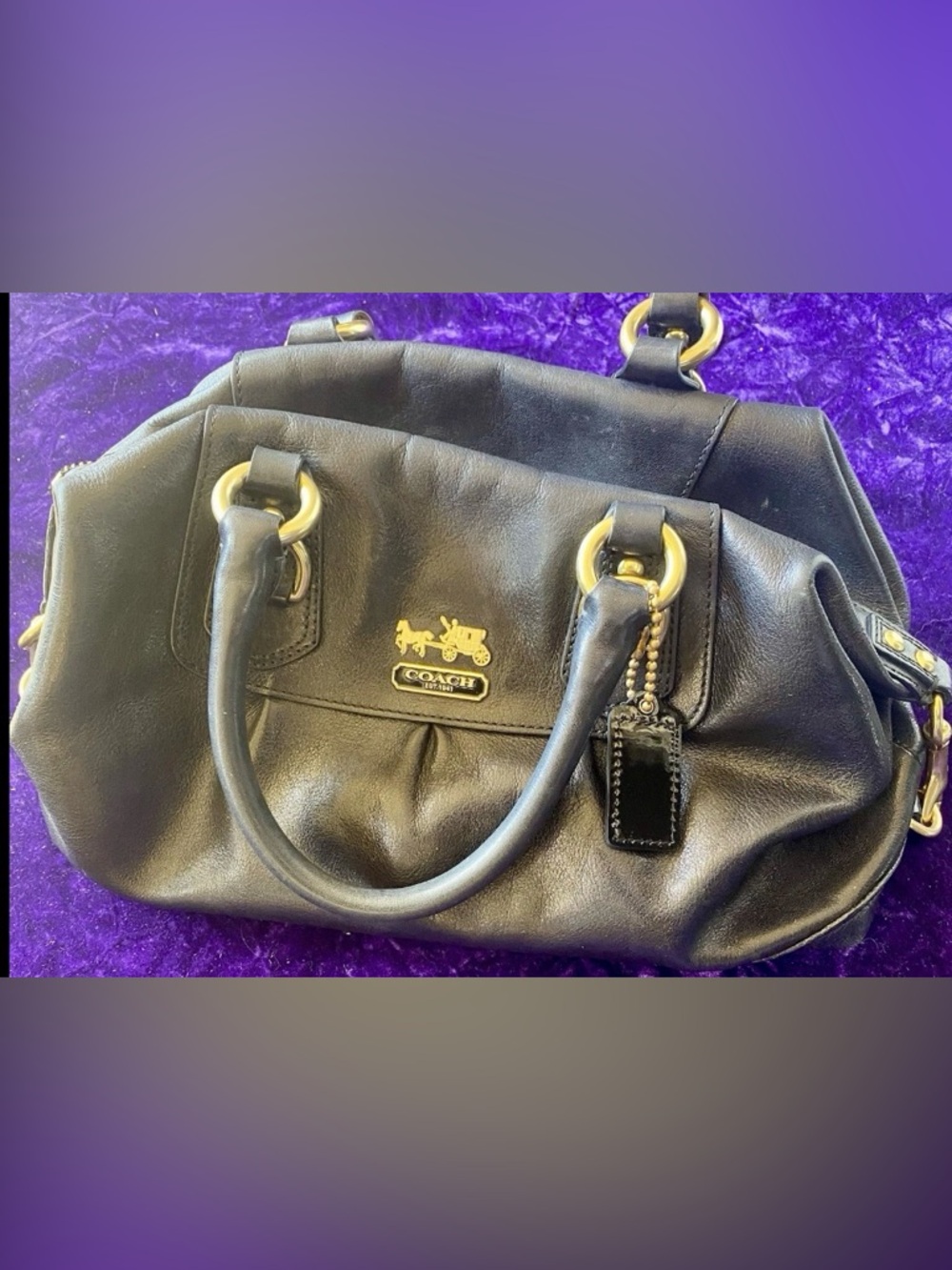 Vintage Coach Madison Sabrina Satchel Shoulder Bag Black Leather Gold Hardware - Picture 2 of 9